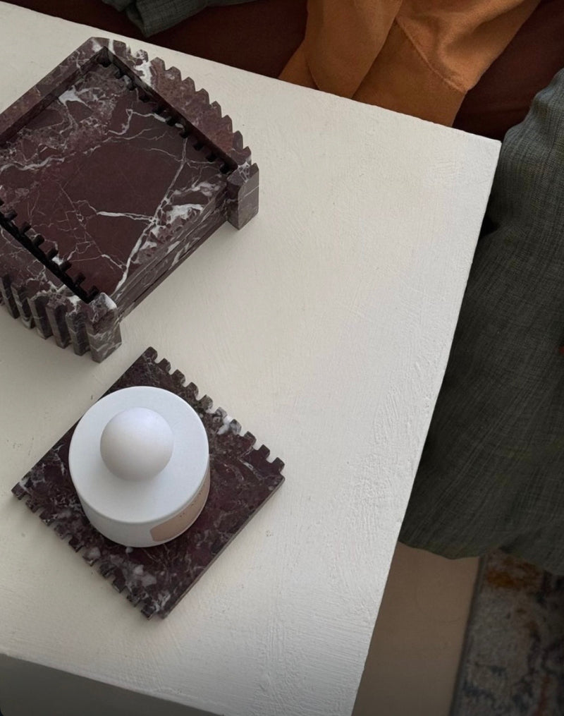 Crenelle Coasters: Rosso Levanto Marble - Small
