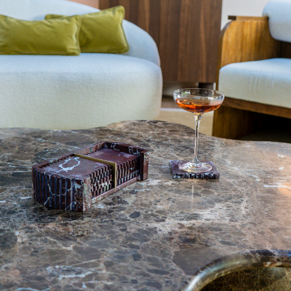 Crenelle Coasters: Rosso Levanto Marble - Large