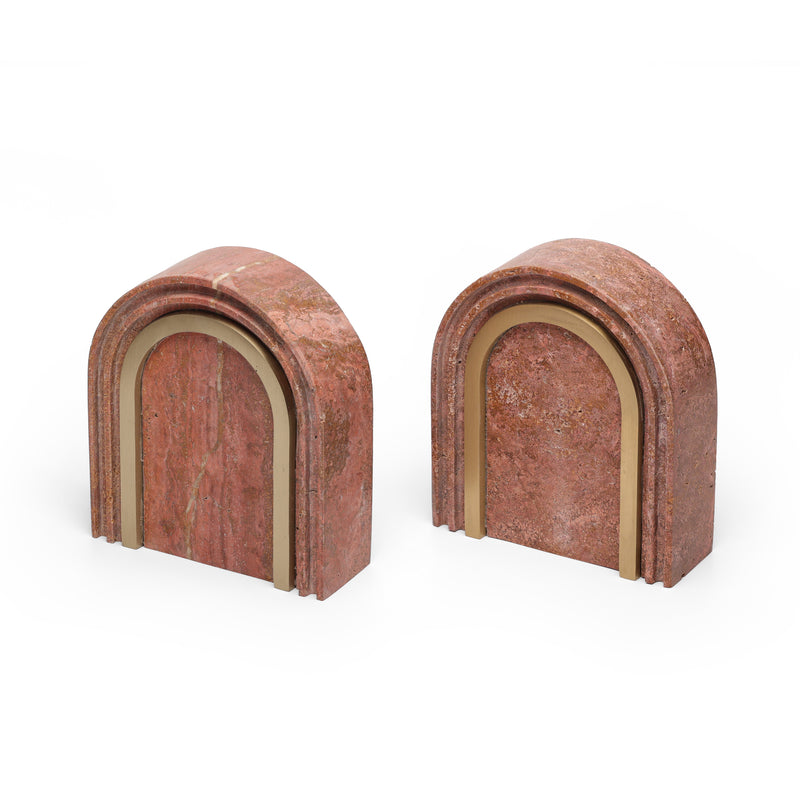 Geō Bookend - Rosso Travertine